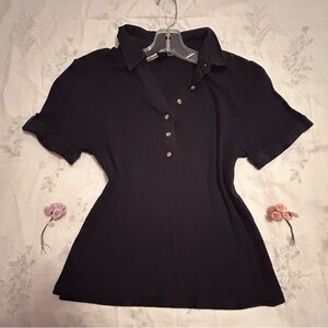 Karen Scott Black Button Down Shirt